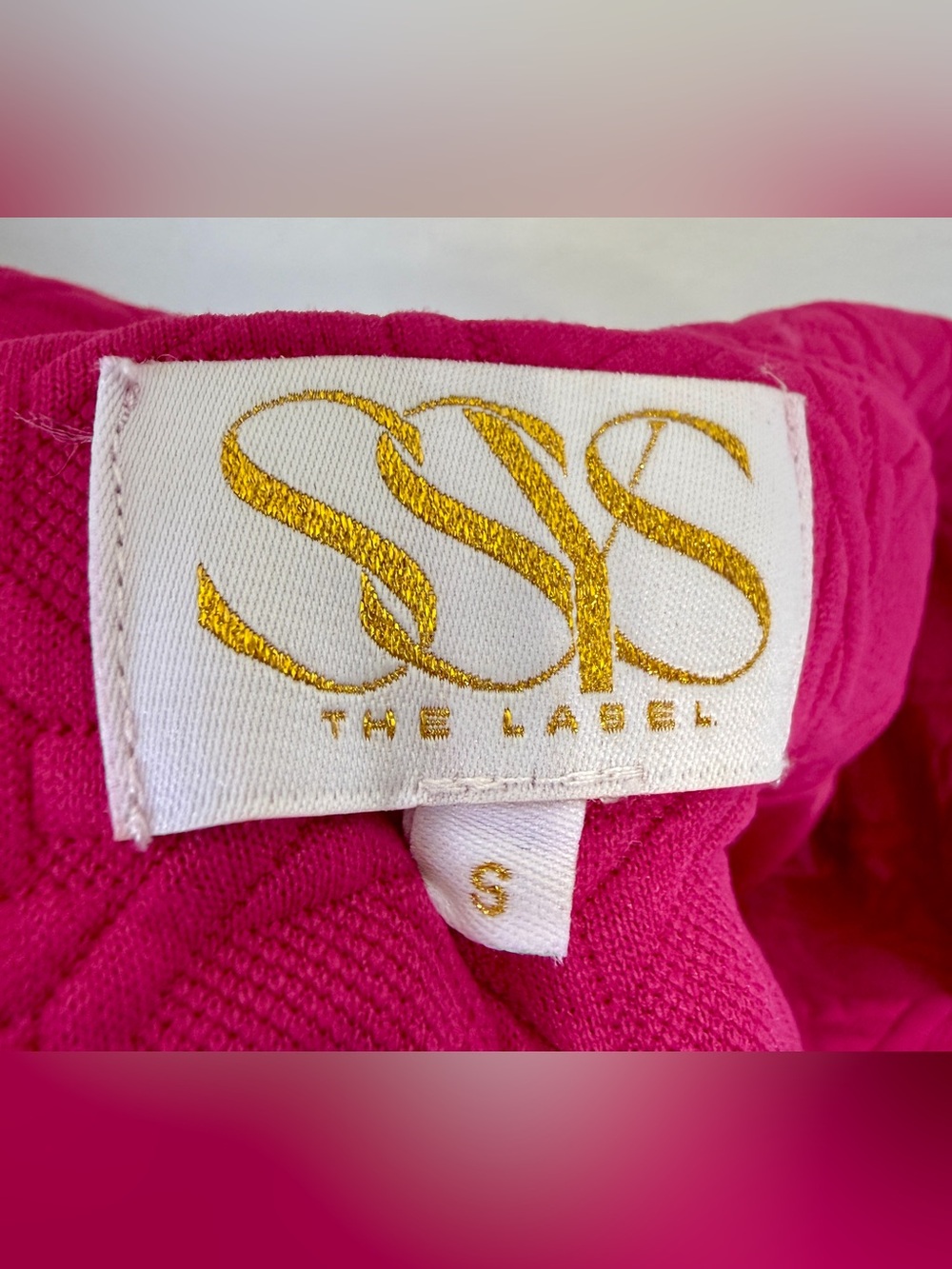 SSYS The Label Hot Pink Textured Puff Sleeve Quarter Zip Mini Dress Size S - Picture 6 of 6